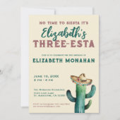Fiesta Watercolor Cactus Three-esta Birthday Einladung (Vorderseite)