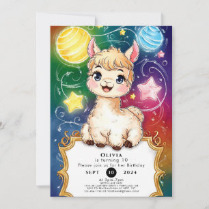 Fiesta Watercolor Llama Birthday Einladung