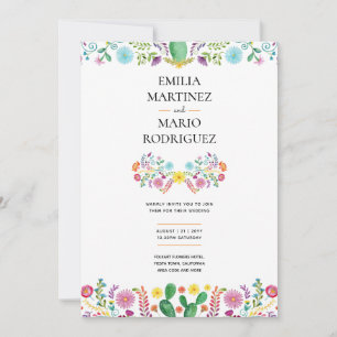 FIESTA WEDD - Floral Folakart Modern Einladung
