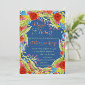 Fiesta Wedding Blue Einladung (Stehend Vorderseite)