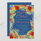 Fiesta Wedding Blue Einladung (Vorne/Hinten)