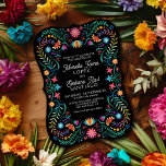 Fiesta Wedding Einladung<br><div class="desc">Mariachi, Margaritas und Erinnerungen! Lassen Sie die Fiesta mit diesem mexikanischen Volkskunst-Fiesta-Design entfalten. Der farbenfrohe Text und das Kunstwerk (das von Lively Scribe selbst handgezeichnet wurde) verleihen diesem Design ein charmantes und dennoch elegantes Ambiente. Ideal für den Latinx in deinem Leben. Oder ein Party, das einfach bequem zu Cinco de...</div>