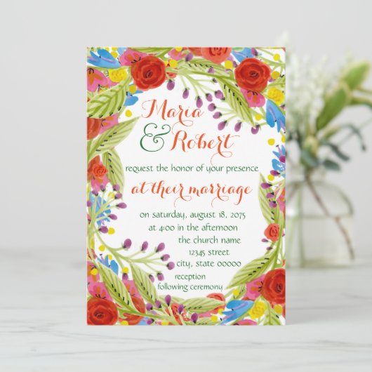 Fiesta Wedding Einladung (Stehend Vorderseite)