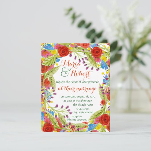 Fiesta Wedding Einladung (Stehend Vorderseite)