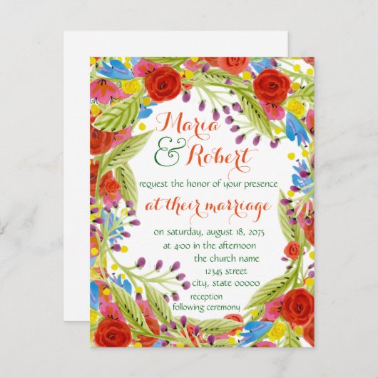 Fiesta Wedding Einladung (Vorne/Hinten)