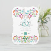 Fiesta Wedding Llama Folk Blume Cacti Einladung (Stehend Vorderseite)