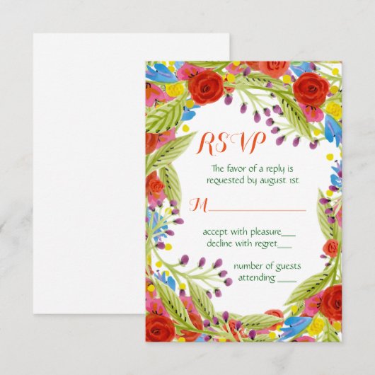 Fiesta Wedding RSVP Karte (Vorne/Hinten)