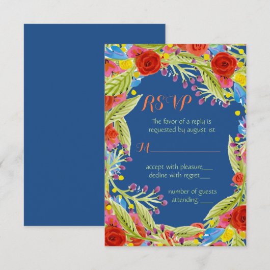 Fiesta Wedding RSVP Karte (Vorne/Hinten)