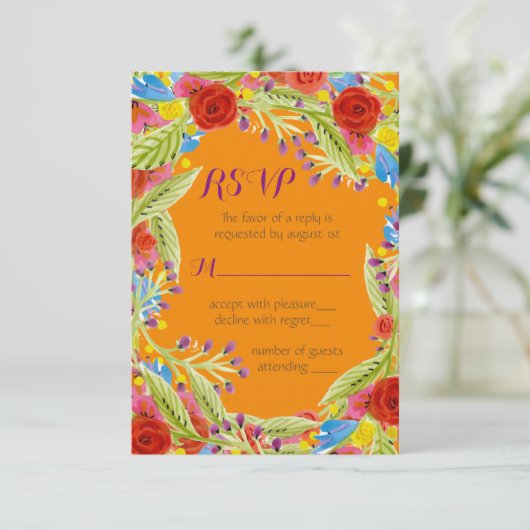 Fiesta Wedding RSVP Karte (Stehend Vorderseite)