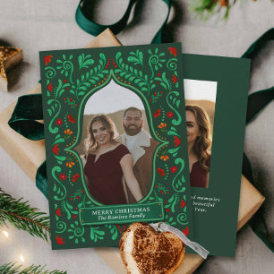 Fiesta-Weihnachts-Grußkarte mit Papel-Picado-Foto Einladung