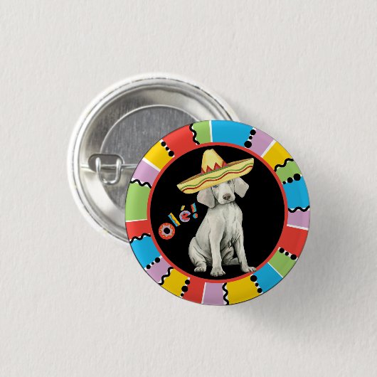 Fiesta Weimaraner Pinback Button (Vorne & Hinten)