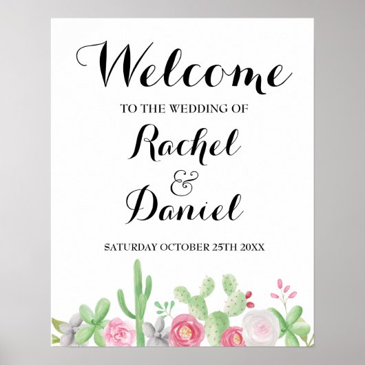 Fiesta Welcome Poster Wedding Mexico Cactus Poster (Vorne)