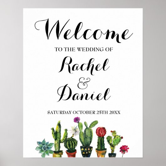 Fiesta Welcome Poster Wedding Mexico Cactus Poster (Vorne)