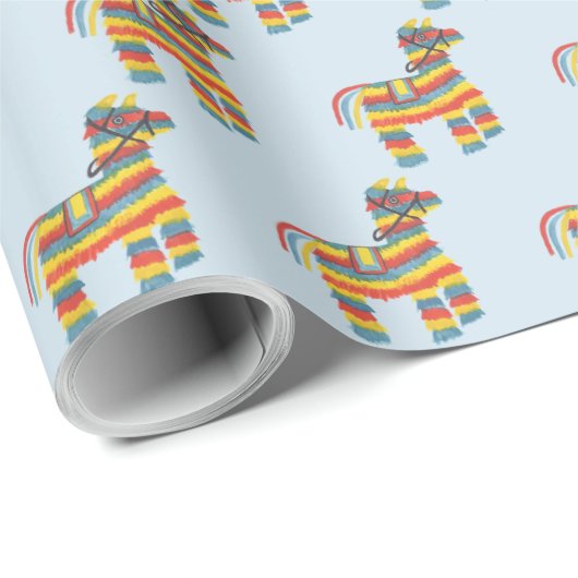 ¡FIESTA! Wertvolles Piñata-Muster in hellblau Geschenkpapier (Rolleneckpunkt)
