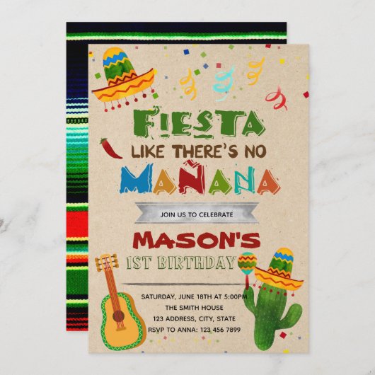 Fiesta wie keine Mananeneinladung Einladung (Vorne/Hinten)