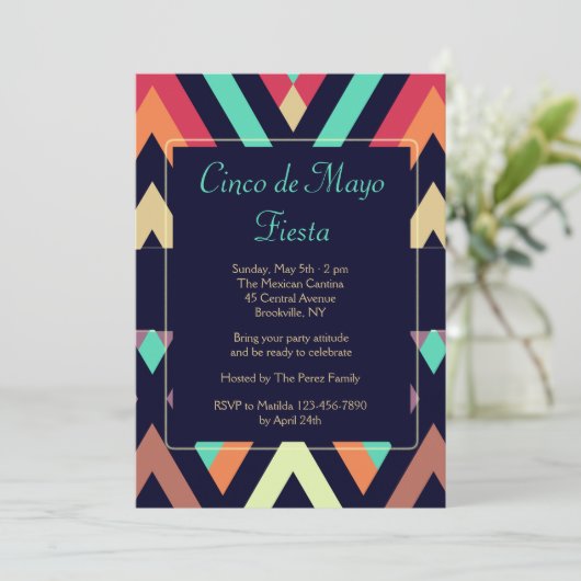 Fiesta Zickzack Einladung (Stehend Vorderseite)
