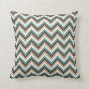 Fiesta-Zickzack-Zickzack MusterTaupe und aquamarin Kissen