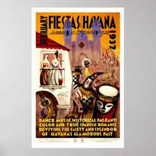 Fiestas in Vintager Reise Havanas Poster
