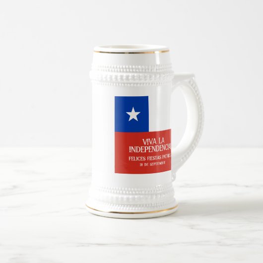 Fiestas Patrias Independence Day Chile Flag Bierglas (VorderseiteRechts)
