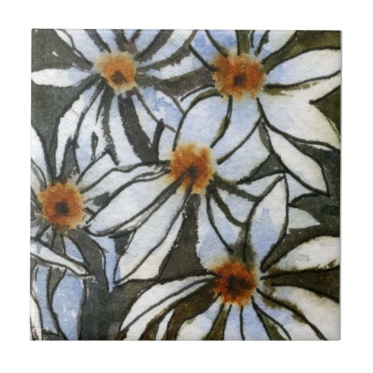 "Fiesty floral #2" Kitengarten Keramik Tile Fliese (Vorderseite)