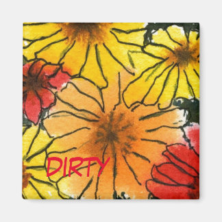 "Fiesty Floral #3" Geschirrspüler Status Magnet