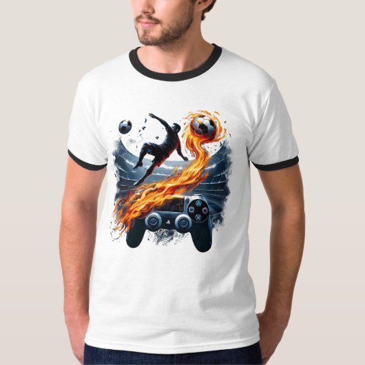 FIFA Soccer Gaming Fire PlayStation Art T-Shirt (Vorderseite)