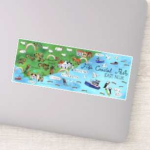 Fife Coastal Path Scotland Illustrierte Karte Aufkleber