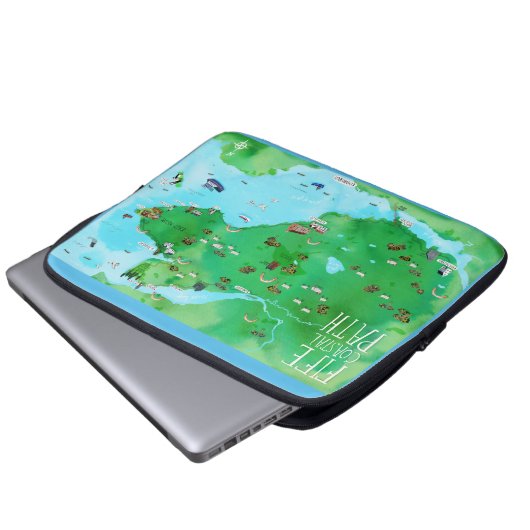 Fife Coastal Path Scotland Illustrierte Karte Laptopschutzhülle (Vorne Knopf)