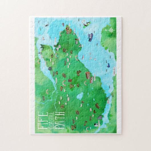 Fife Coastal Path Scotland Illustrierte Karte Puzzle (Vertikal)