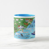 Fife Coastal Path Scotland Map Wasserfarben Art Tasse (Zentrum)