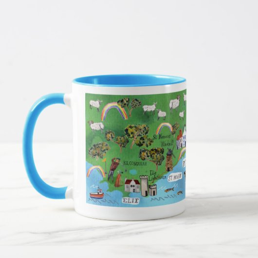 Fife Coastal Path Scotland Map Wasserfarben Art Tasse (Links)