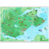 Fife Coastal Path Scotland Wasserfarbkarte Art Aufkleber (Vorderseite)