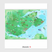 Fife Coastal Path Scotland Wasserfarbkarte Art Aufkleber (Blatt)