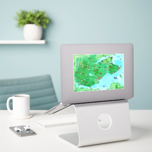 Fife Coastal Path Scotland Wasserfarbkarte Art Aufkleber (Laptop auf Schreibtisch)