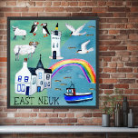 Fife Coastway EAST NEUK Illustrierte Karte Poster<br><div class="desc">Karo auf dieser coolen illustrierten Karte des Küstenwegs von Fife in Schottland. Sie können diesen wunderschönen Weg gehen, der durch die Städte und durch die grüne Landschaft führt. Bleiben Sie auf dem Weg, um zu sehen, wie die Boote vorbeifahren oder einen der vielen Regenbogen sehen. Bist du auf diesen Pfad...</div>