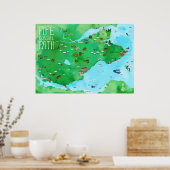 Fife Coastway Illustrierte Karte Wasserfarben Kuns Poster (Küche)