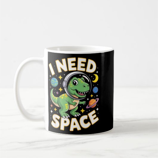 Fife Life I Need Space T-rex Astronaut Outterspace Kaffeetasse (Links)