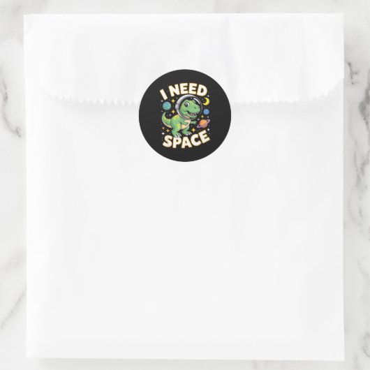 Fife Life I Need Space T-rex Astronaut Outterspace Runder Aufkleber (Tasche)