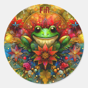 FIFI ~ SHINY Christmas FROG ~ Runder Aufkleber