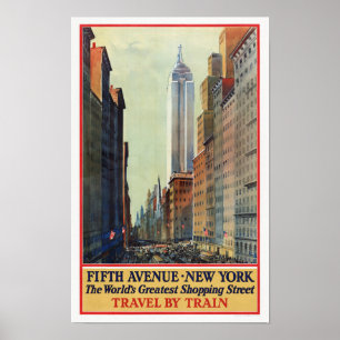 Fifth Ave, New York Vintage Reiseplakat Poster
