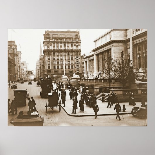 Fifth Avenue & New York City Public Library 1908 Poster (Vorne)