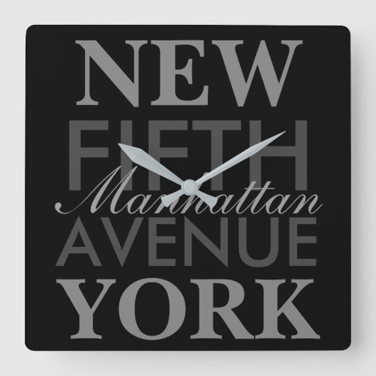 Fifth Avenue New York Quadratische Wanduhr (Vorderseite)
