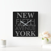 Fifth Avenue New York Quadratische Wanduhr (Zuhause)