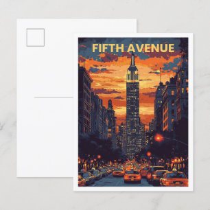 Fifth Avenue New York USA Art Vintage Travel Postkarte