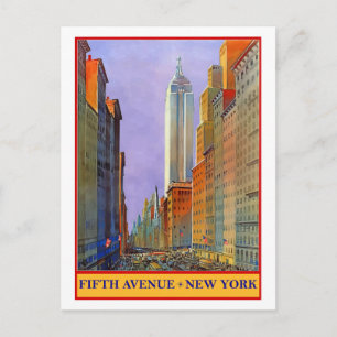 Fifth Avenue, New York, Vintage Reise Postkarte