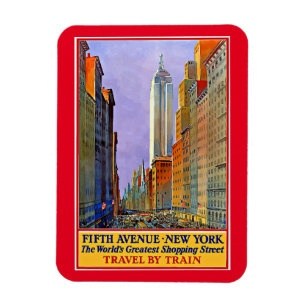 Fifth Avenue, New Yorker Vintage Poster, Magnet