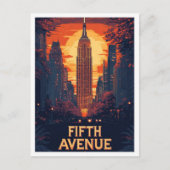 Fifth Avenue NYC USA Vintag Illustration Travel Postkarte (Vorderseite)