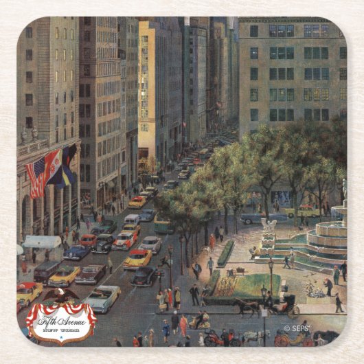 Fifth Avenue von John Falter Rechteckiger Pappuntersetzer (Vorderseite)
