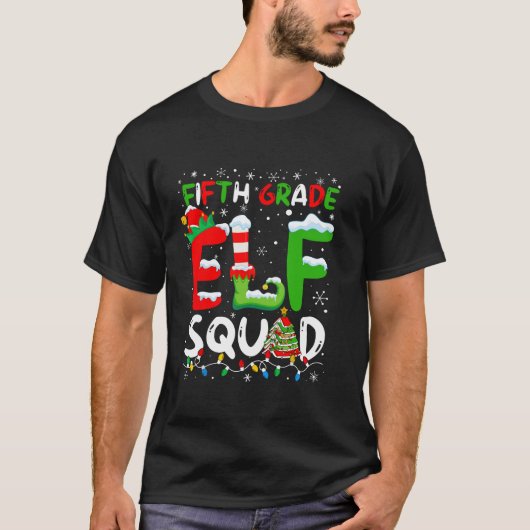 Fifth Grade ELF Squad Funny Christmas ELF Student  T-Shirt (Vorderseite)