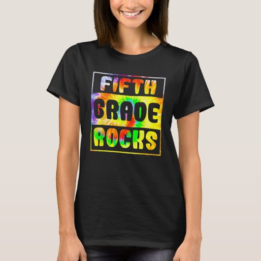 Fifth Grade Rocks Tie Dye T-Shirt (Vorderseite)